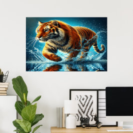 Bengal Tiger's Ocean Stänk Springa Poster