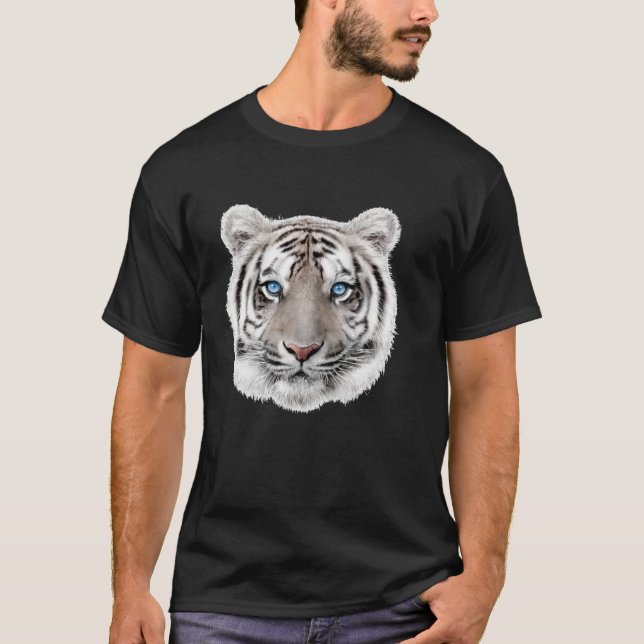 Bengal White Tiger Head T Shirt (Framsida)