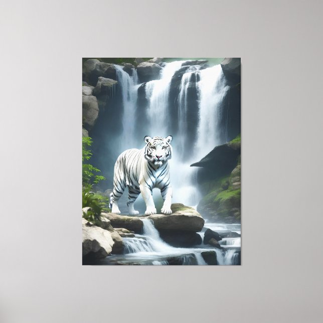 Bengal White Tiger i naturen Canvastryck (Framsida)