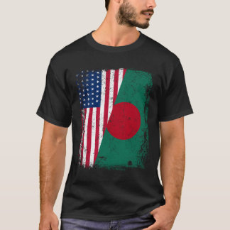 BENGALI ROOTS HalAmerican Flagga BANGLADESH T Shirt