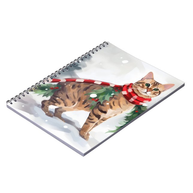 Bengalisk katt i snö jul  anteckningsbok (Vänstra Sidan)