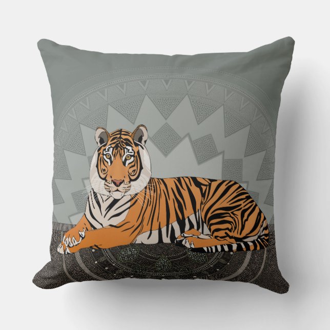 bengalisk tiger mandala lav kudde (Framsida)