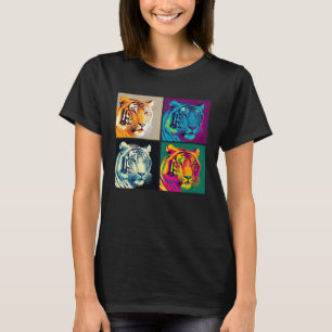 Bengalisk Tiger Pop Illustration Färgglad Djur T Shirt
