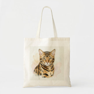Bengalkatt akvarellporträtt tygkasse