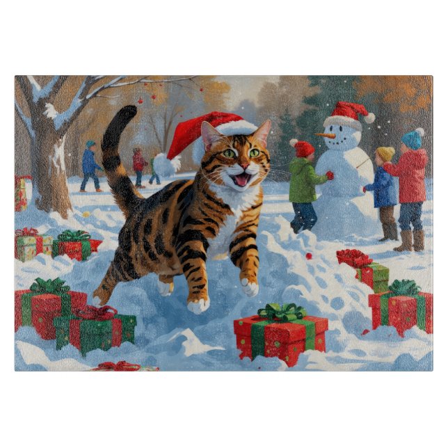 Bengalkatt Jul Festiv Snö Scen (Framsidan)