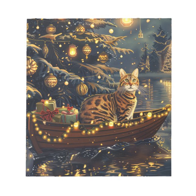 Bengalkatt Jul Festlig resa Anteckningsblock (Framsida)