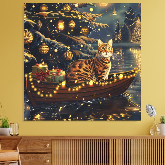 Bengalkatt Jul Festlig Resa Canvastryck (Insitu (Vardagsrum))