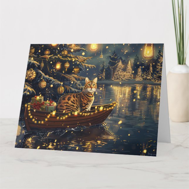 Bengalkatt Jul Festlig resa Kort (Framsida)