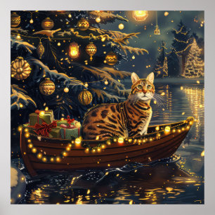 Bengalkatt Jul Festlig resa Poster