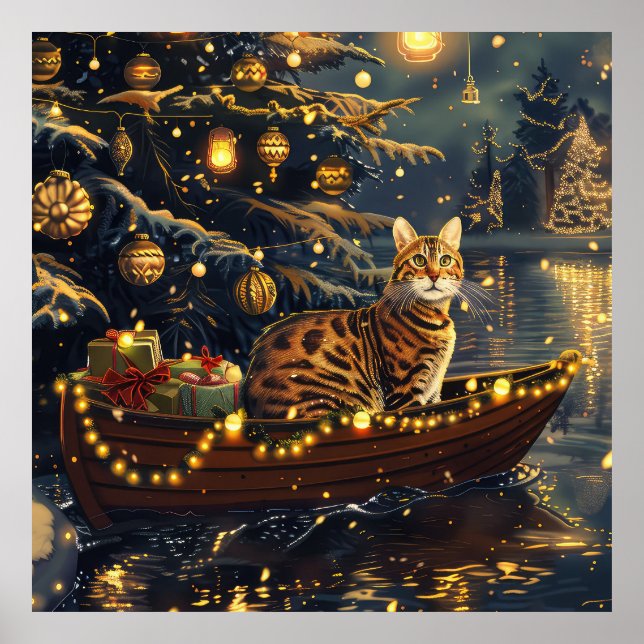 Bengalkatt Jul Festlig resa Poster (Framsidan)