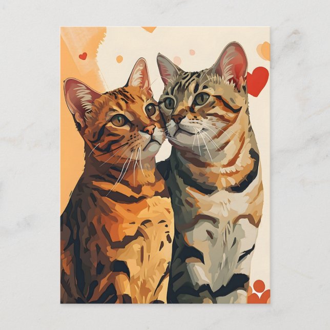 Bengals Cats Valentines dag Vykort (Framsida)