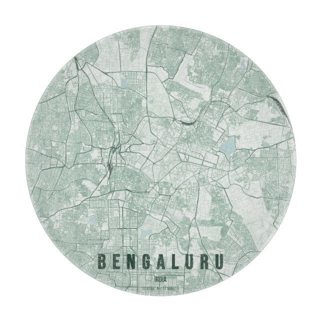 Bengaluru Indien Stadskarta Minimalistisk Design (Framsidan)
