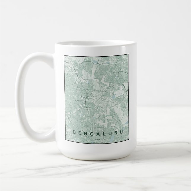 Bengaluru Indien Stadskarta Minimalistisk Design Kaffemugg (Vänster)