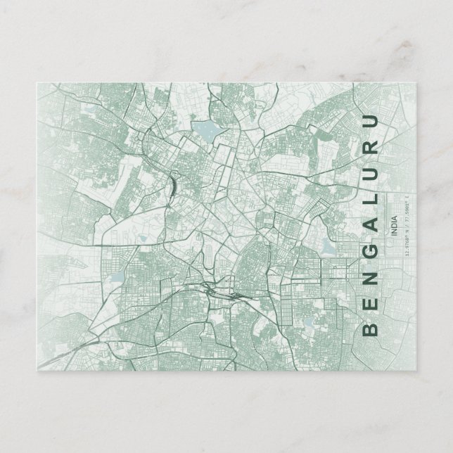 Bengaluru Indien Stadskarta Minimalistisk Design Vykort (Framsida)