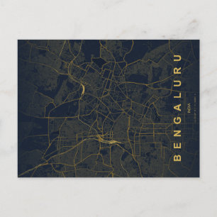 Bengaluru Indien Stadskarta Minimalistisk Design Vykort