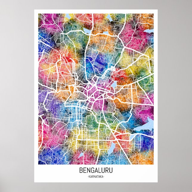 Bengaluru Karnataka City Karta Poster (Framsidan)