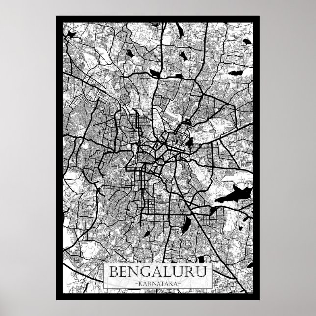 Bengaluru Karnataka Karta Poster (Framsidan)