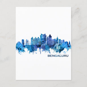 Bengaluru Karnataka Skyline Blue Helg Vykort
