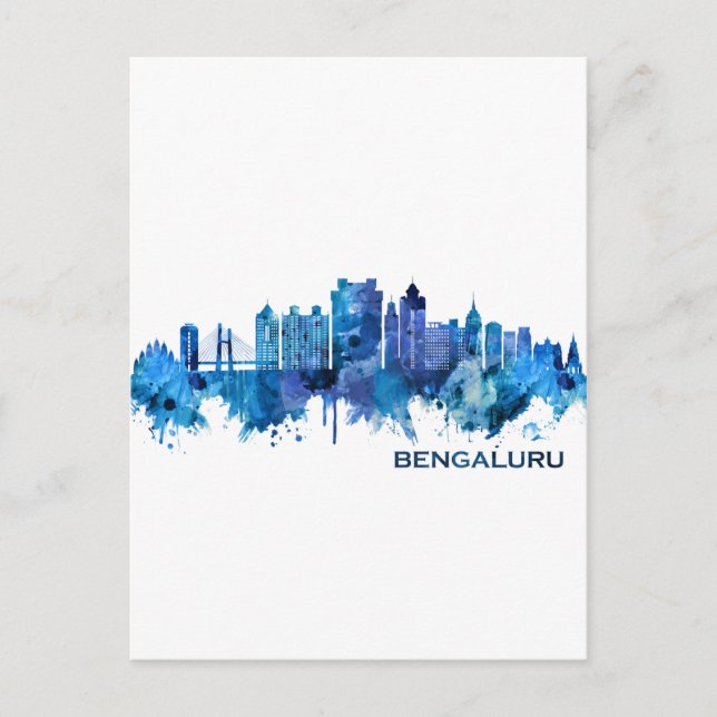 Bengaluru Karnataka Skyline Blue Helg Vykort (Framsida)