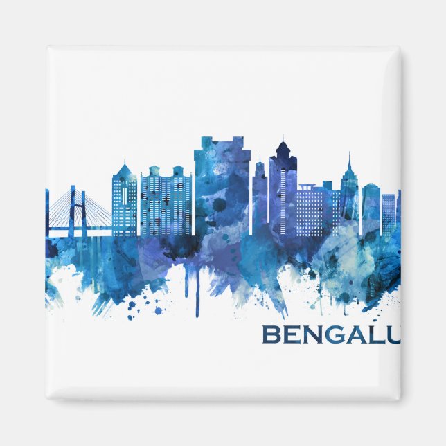 Bengaluru Karnataka Skyline Blue Magnet (Framsidan)