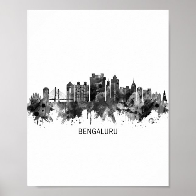 Bengaluru Karnataka Skyline BW Poster (Framsidan)