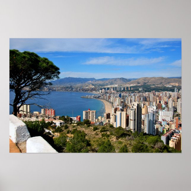 Benidorm Skyline Cityscape Costa Blanca Spanien Poster (Framsidan)