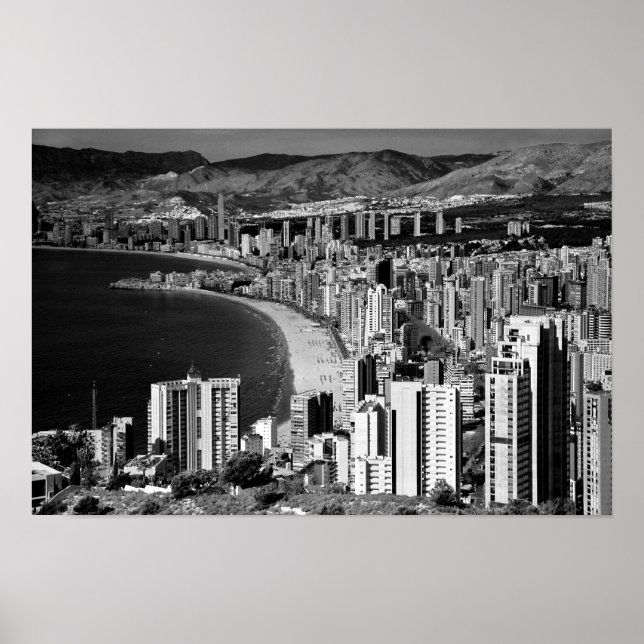 Benidorm Skyline Cityscape Costa Blanca Spanien Poster (Framsidan)