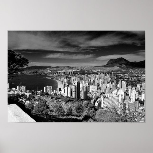 Benidorm Skyline Cityscape Costa Blanca Spanien Poster (Framsidan)