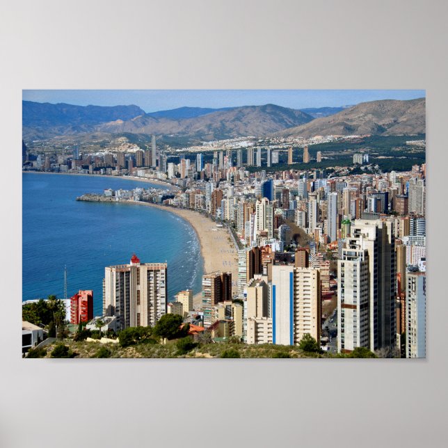 Benidorm Skyline Cityscape Costa Blanca Spanien Poster (Framsidan)