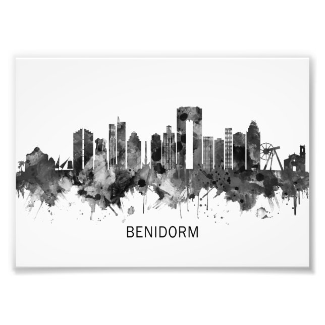 Benidorm Spain Skyline BW Fototryck (Framsidan)