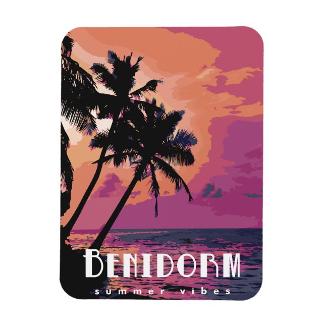Benidorm Spain Watercolor Beach Magnet (Vertikal)
