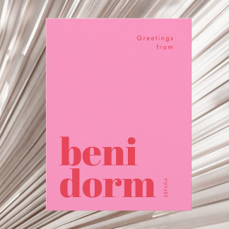 Benidorm Spanien modern typografi vykort