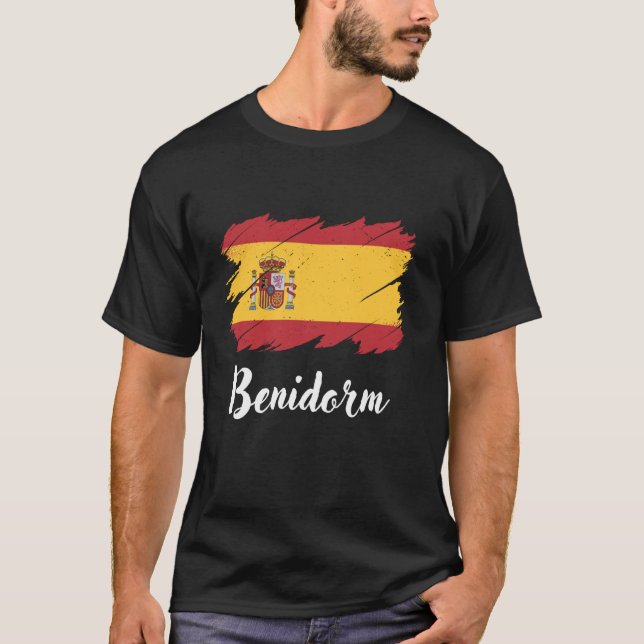 Benidorm Spanien, spanska Flagga, Benidorm T Shirt (Framsida)