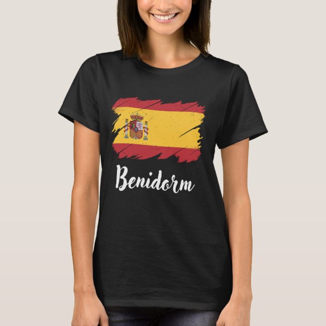 Benidorm Spanien, spanska Flagga, Benidorm T Shirt (Framsida)