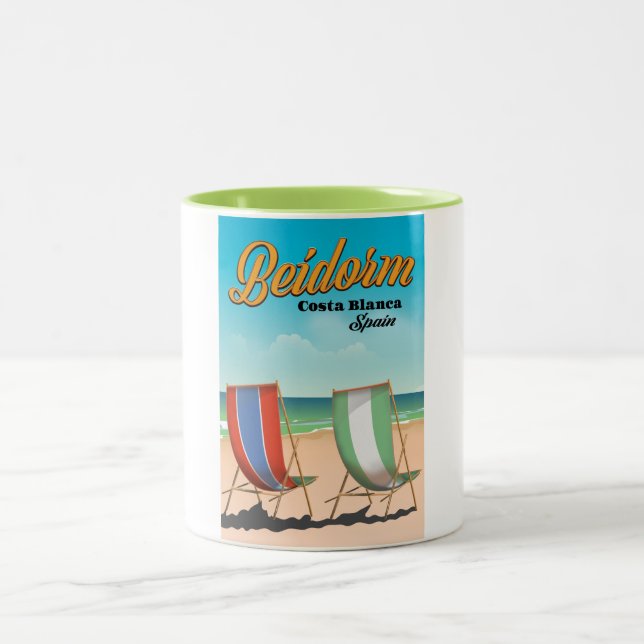 Benidorm strand reseresaffiche Två-Tonad mugg (Center)