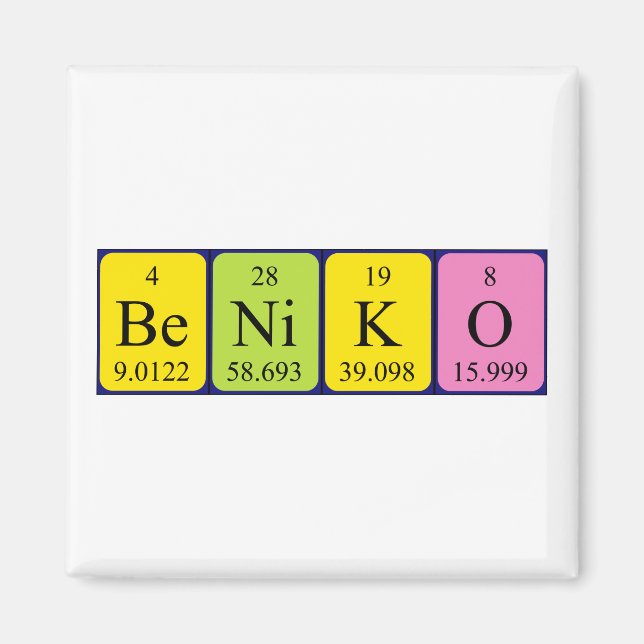 Beniko Periodisk bord namn magnet (Framsidan)