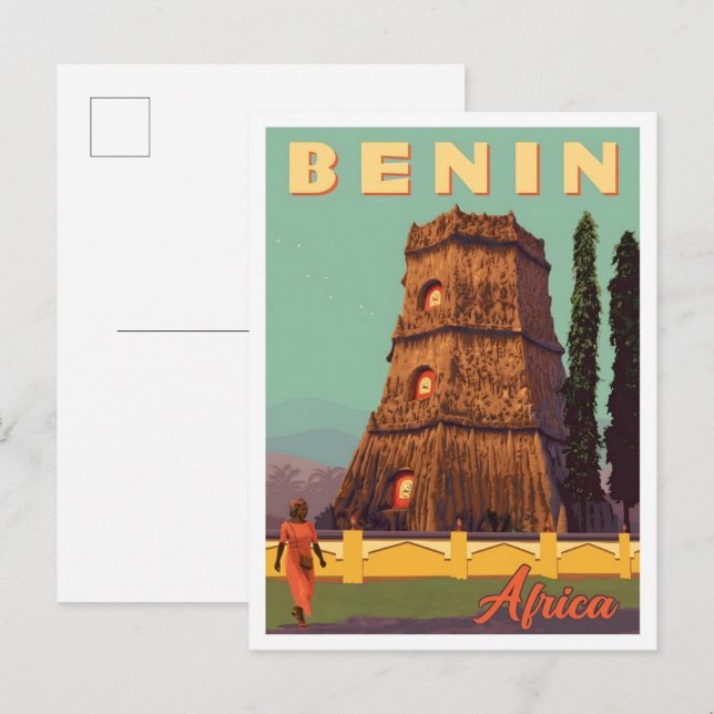 Benin Afrika Vintage Resa  Vykort (Fram/baksida)