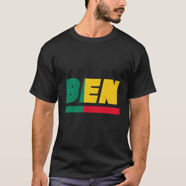Benin Ben Beninese med Flagga T Shirt (Framsida)