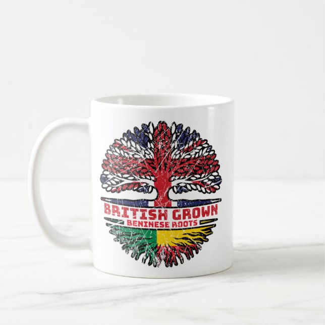 Benin Beninese British Träd Roots Flagga Kaffemugg (Vänster)
