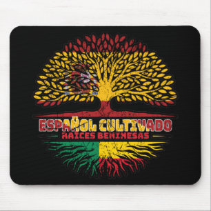 Benin Beninese Spain Träd Roots Flagga Musmatta