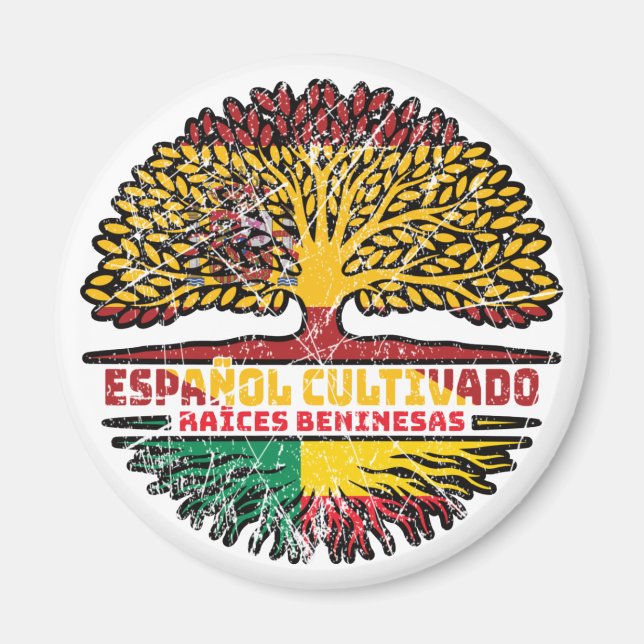 Benin Beninska Spanska Spanien Träd Rötter Flagga Magnet (Framsidan)