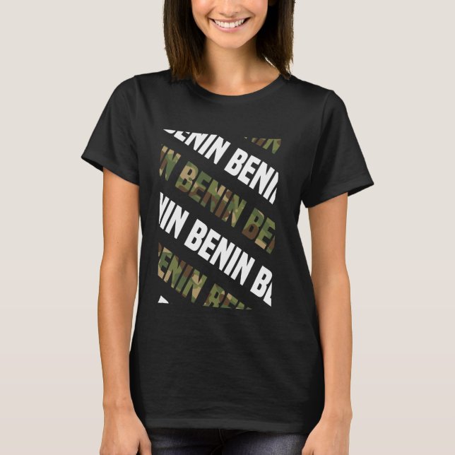 Benin Camo Mönster Grönt Camouflage T Shirt (Framsida)