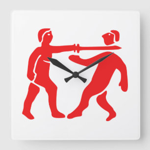 Benin Empire Flagga / Emblem Fyrkantig Klocka