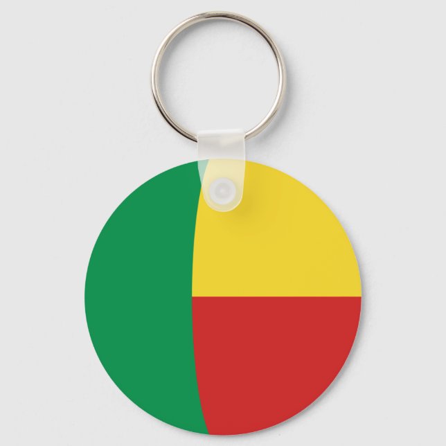 Benin Fisheye Flagga Keychain Nyckelring (Framsida)