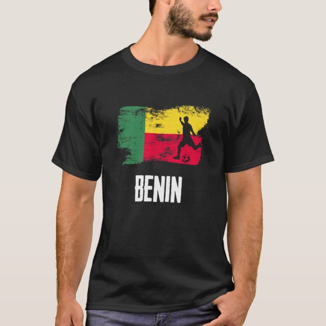 Benin Flag Jersey Beninese Soccer Team Beninese T Shirt (Framsida)
