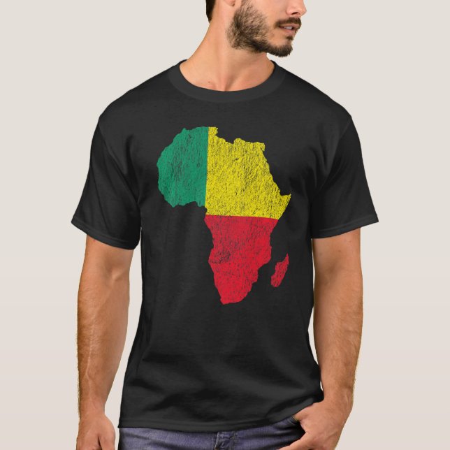 Benin Flagga Afrika Continent Silhouette Gift for  T Shirt (Framsida)