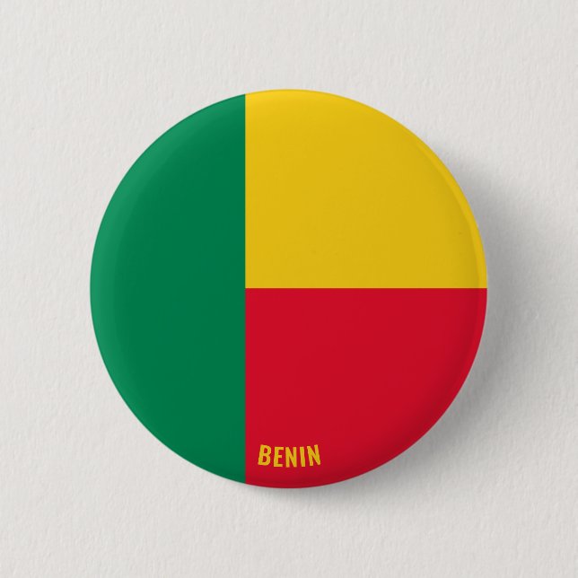 Benin Flagga Charming Patriotic Knapp (Framsida)