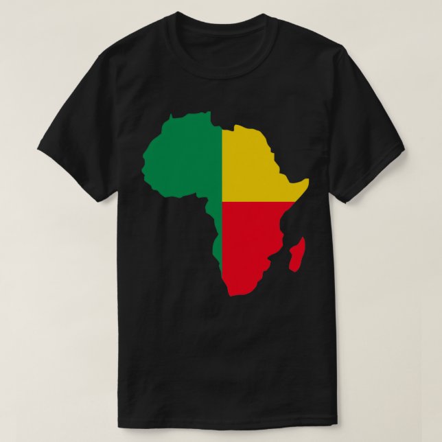 Benin Flagga Clied Inside Afrika Karta T Shirt (Design framsida)
