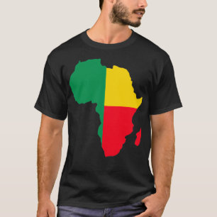 Benin Flagga Clied Inside Afrika Karta T Shirt