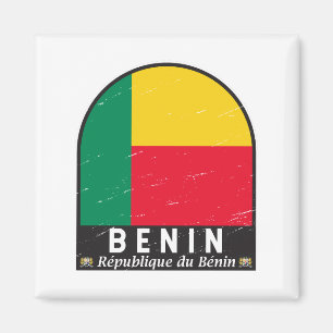 Benin Flagga Emblem Distress Vintage Magnet